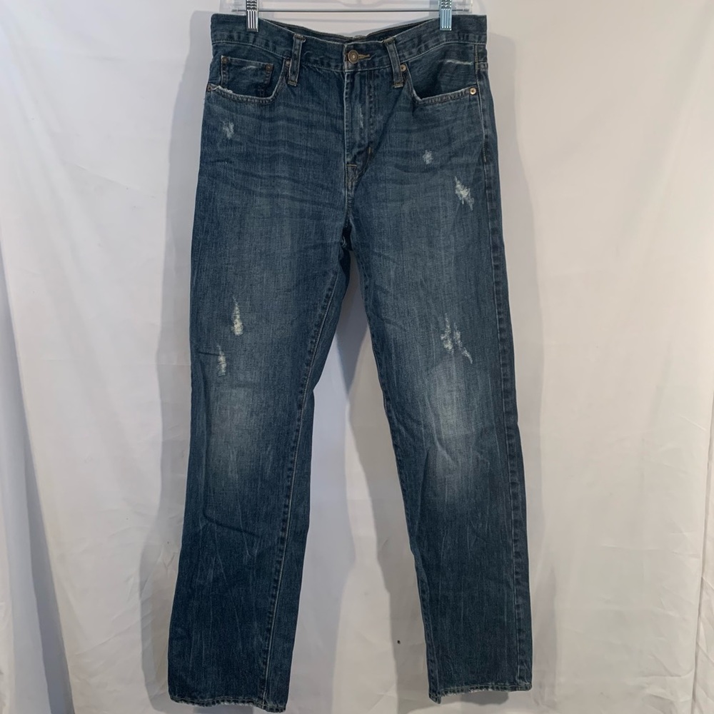 American Eagle Men’s Distressed Relaxed Straight Fit Dark Wash Jeans Size 32x34